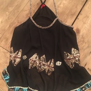 Sheer tank top sequin detail